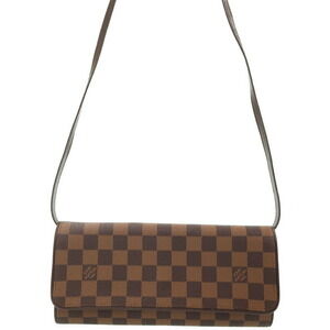Louis Vuitton Damier Ebene Brown Pochette Twin Shoulder Bag